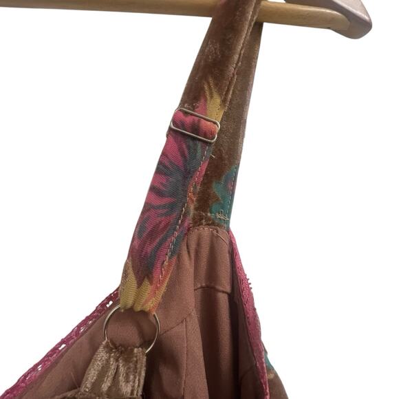 Lulu’s Coveted Grace Brown Burn Out Velvet Midi Dress Size S Floral Bustier - Picture 7 of 15